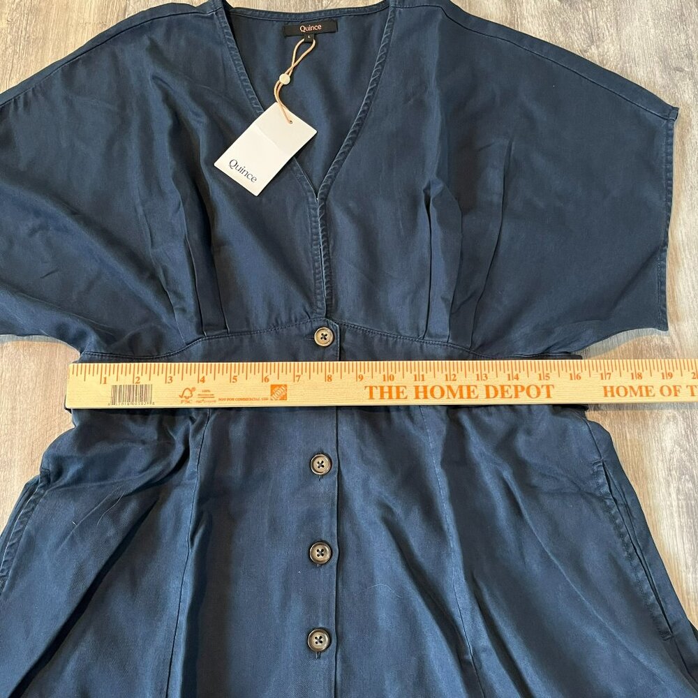 NWT! Quince Vintage Wash Tencel Button Front Dress, Midnight Blue, Size Large - Picture 10 of 13